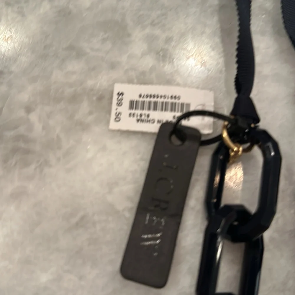 NWT J. Crew Factory Chain Link Necklace, Navy, Pouch - Picture 4 of 5